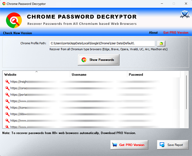 Chrome Password Decrytor