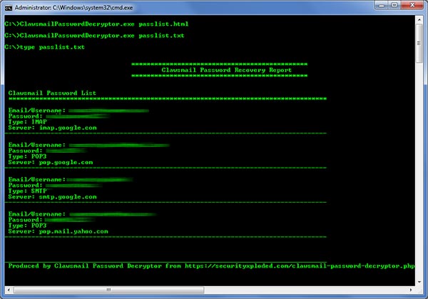 ClawsmailPasswordDecryptor