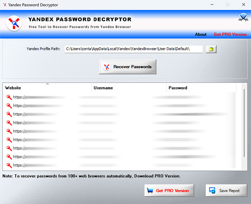 Yandex Password Decrytor